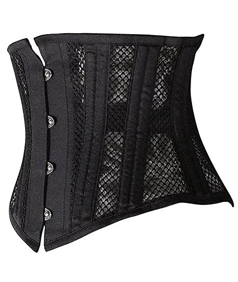 26 Steel Boned Waist Training Cincher Breathable Mesh Corset Short Torso Shapewear