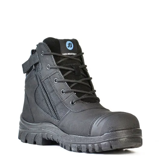 BATA ZIPPY SAFETY TOE BOOT - BLACK - 804-66641