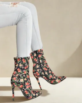 Black Floral illiana Boots