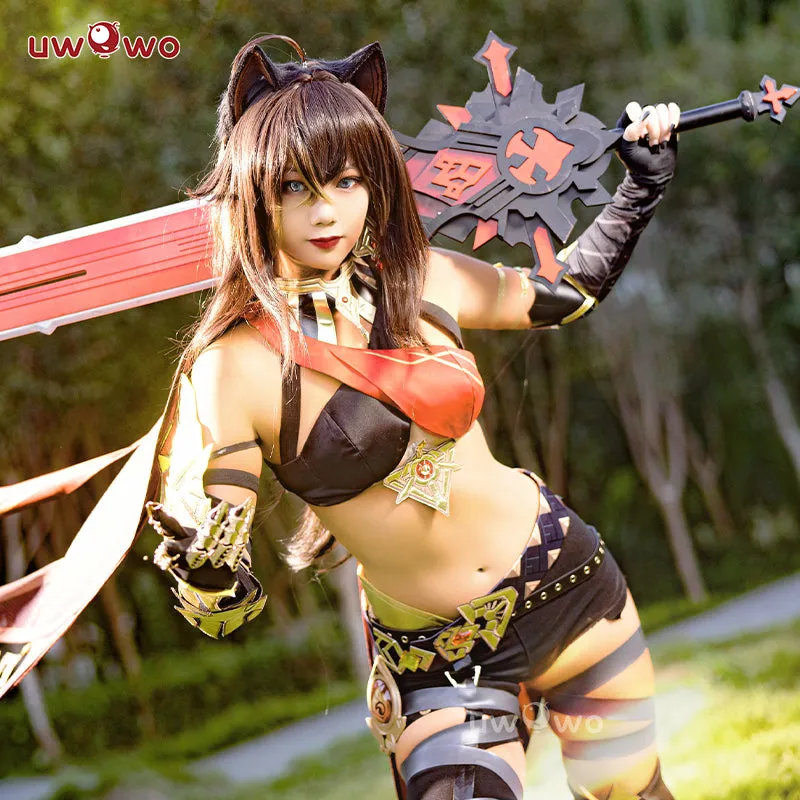 【Clearance】[Last Batch]Uwowo Genshin Impact Cosplay Dehya Cospaly Sumeru Pyro Claymore Flame Mane Female Cosplay Costume