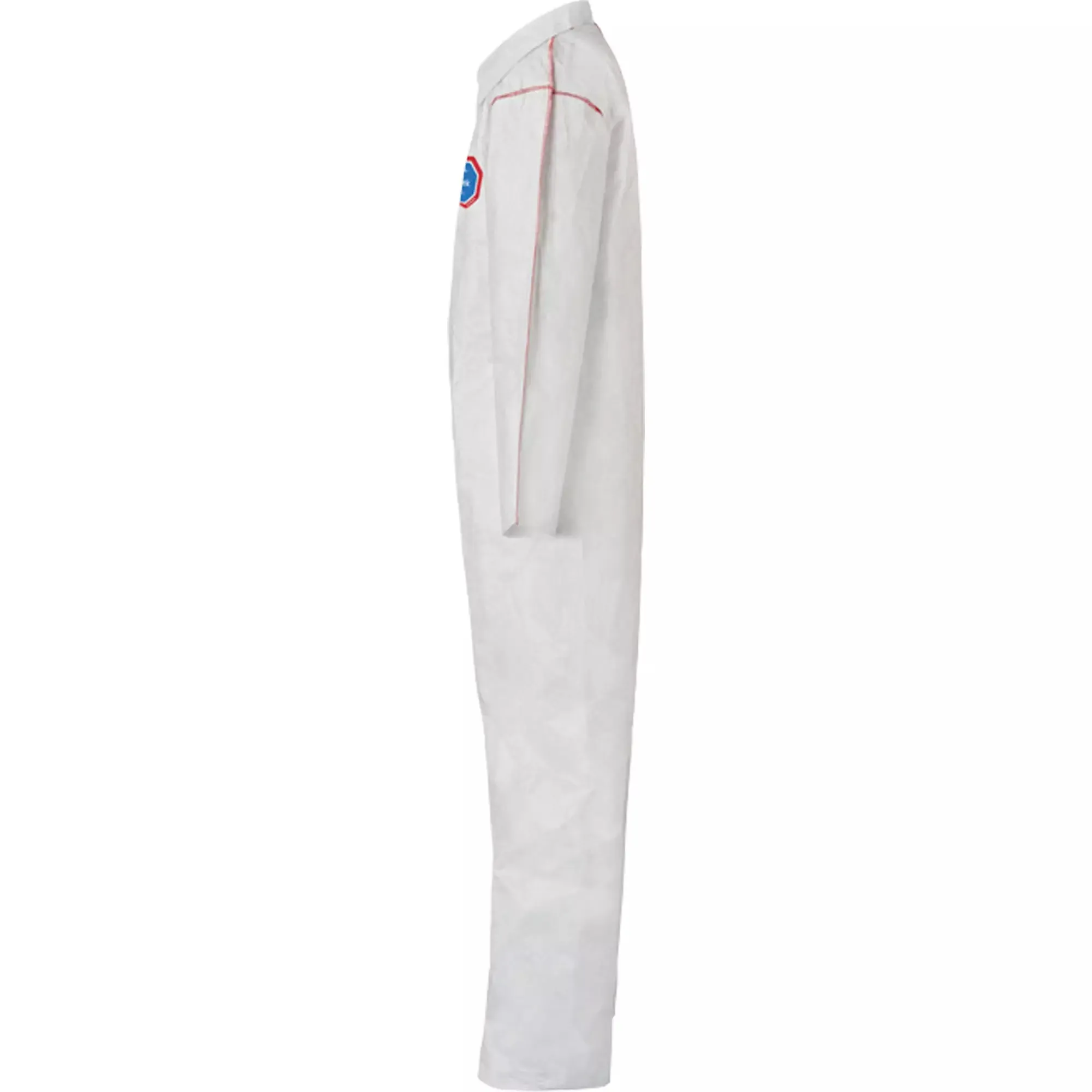 Coveralls - DuPont Tyvek® 400 SFR Collar, Open Wrists & Ankles, Relaxed Fit, Storm Flap, Red Zipper, Red External Serged Seams, White (Case of 25) ST120