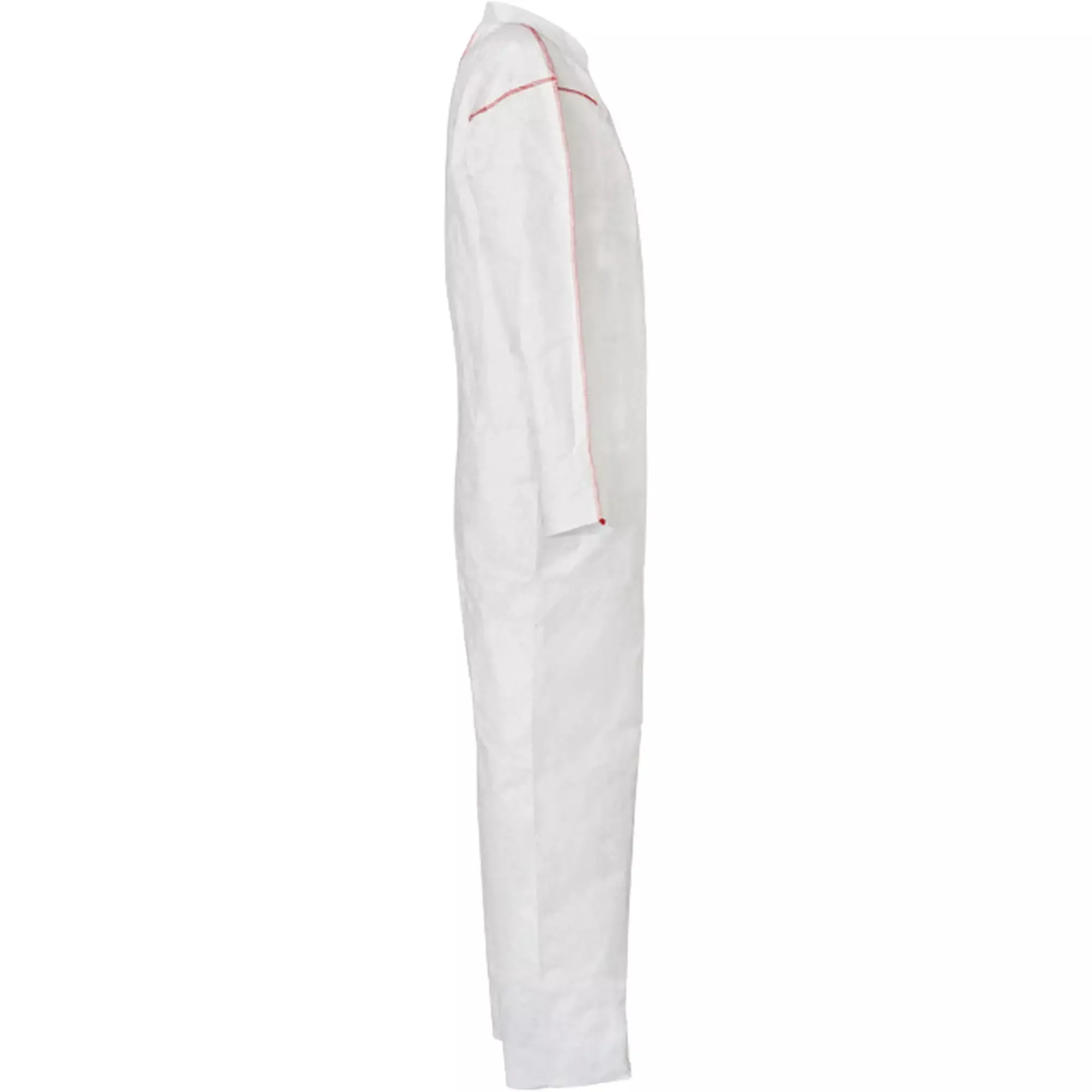 Coveralls - DuPont Tyvek® 400 SFR Collar, Open Wrists & Ankles, Relaxed Fit, Storm Flap, Red Zipper, Red External Serged Seams, White (Case of 25) ST120