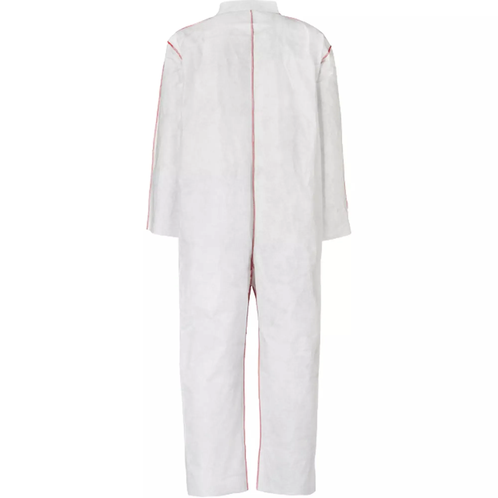 Coveralls - DuPont Tyvek® 400 SFR Collar, Open Wrists & Ankles, Relaxed Fit, Storm Flap, Red Zipper, Red External Serged Seams, White (Case of 25) ST120
