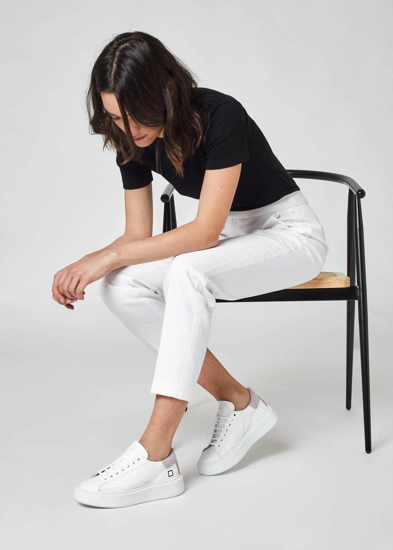 D.A.T.E Sfera Calf Leather Sneaker- White-lilac