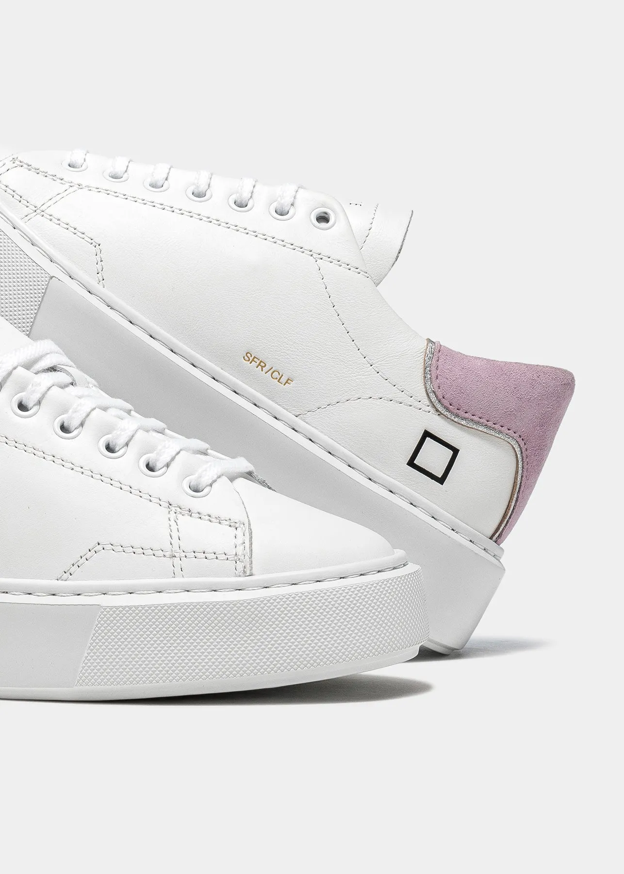 D.A.T.E Sfera Calf Leather Sneaker- White-lilac
