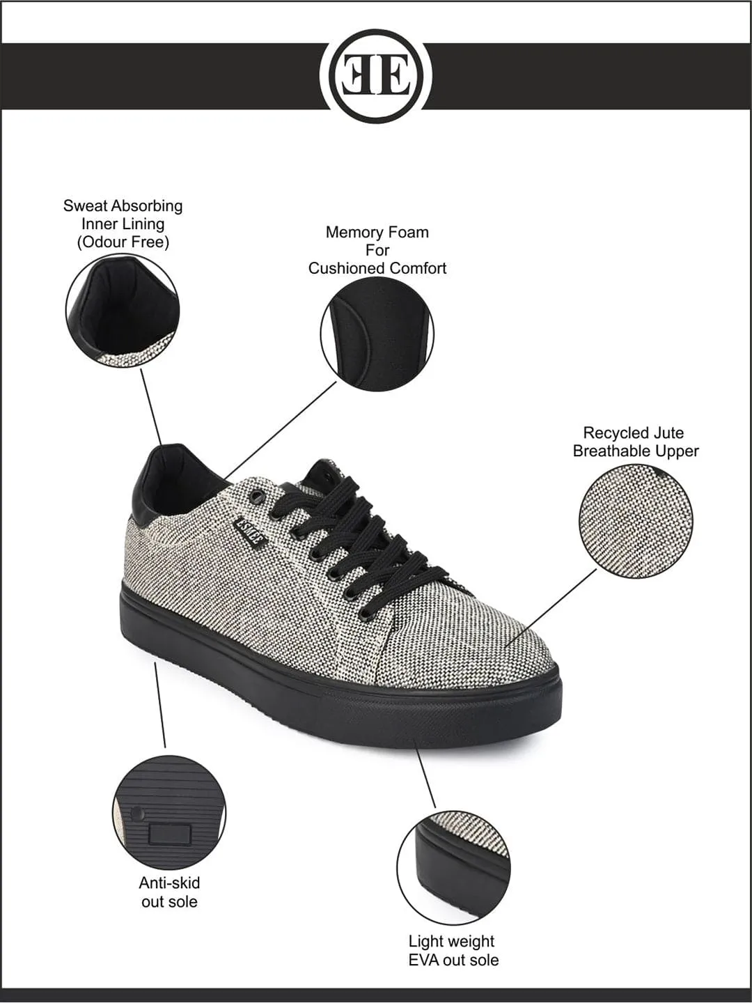 Esmee Gold Men's Eco Friendly Jute Fabric Sneakers