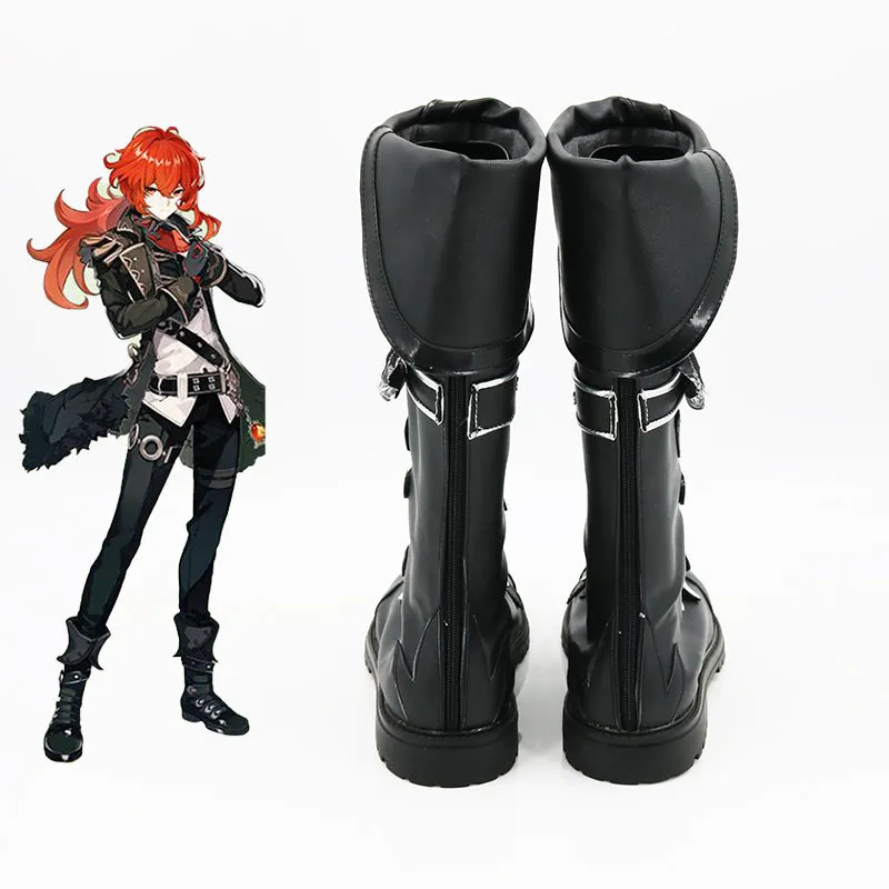 Game Genshing and Impacts Dilucuc Ragnvindrdr Cosplay Shoes Boots PU Leather Party Show Accessories Boot for Men Women Boys Girls