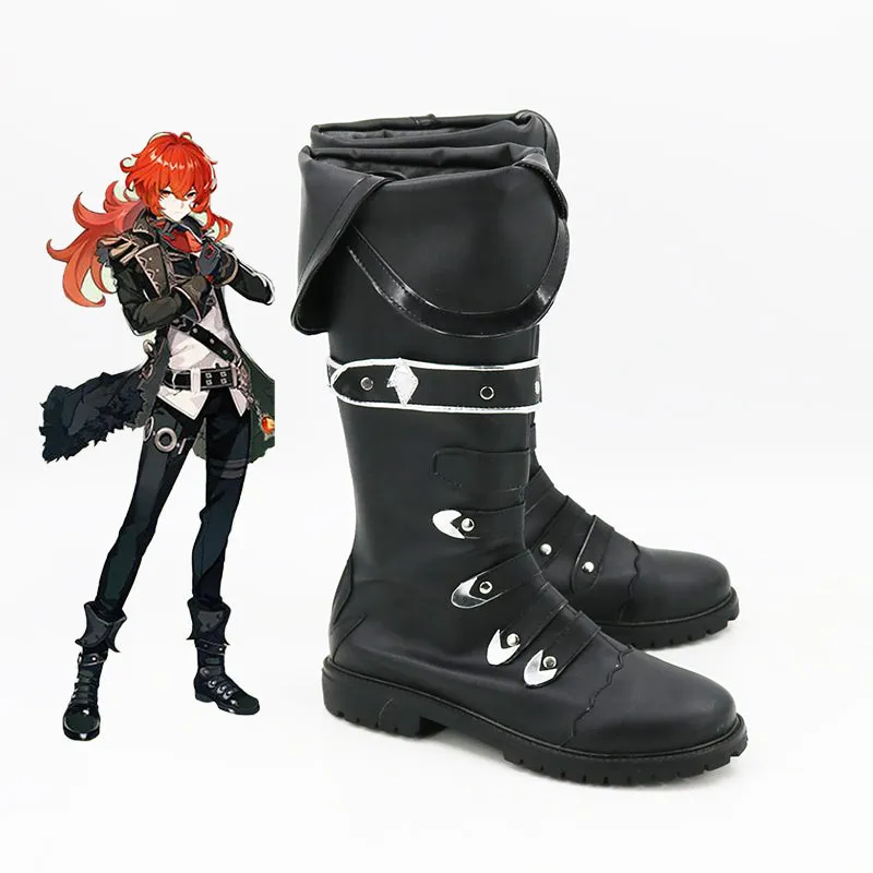 Game Genshing and Impacts Dilucuc Ragnvindrdr Cosplay Shoes Boots PU Leather Party Show Accessories Boot for Men Women Boys Girls