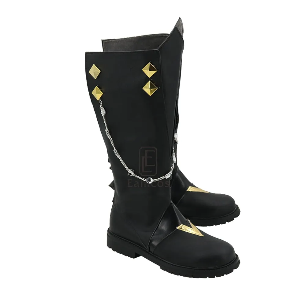 Genshing and Impacts Tartagliaia Cosplay Halloween Party Shoes Black Fancy Boots Custom-made