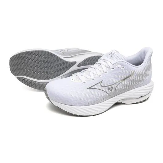 Mizuno Men's Wave Rider 28 Running Shoe in White Ultimate Grey