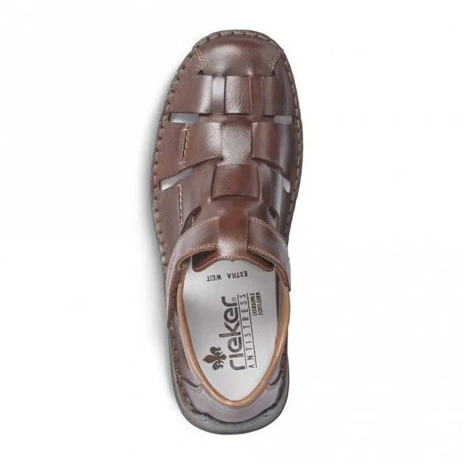 Rieker Mens Brown Leather Fishermans Sandal