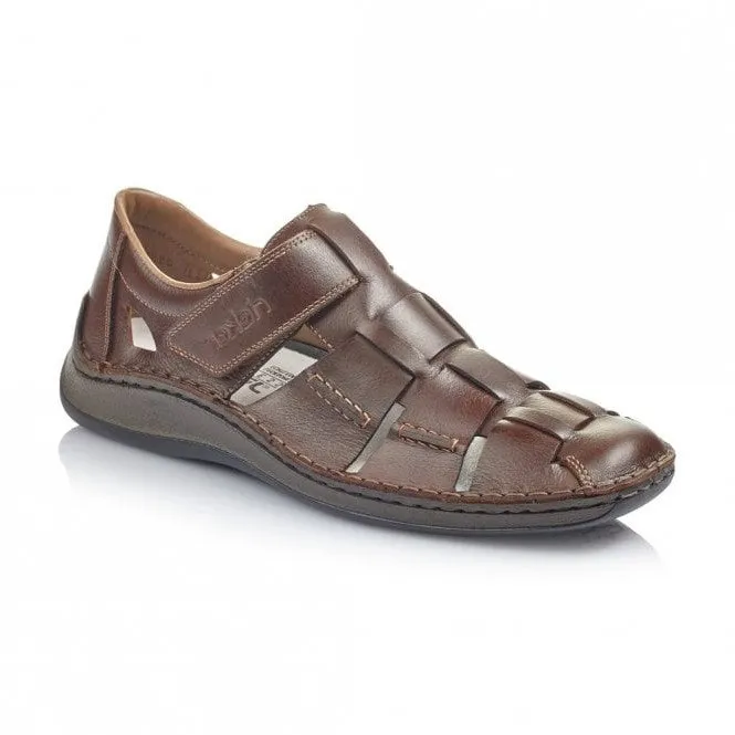 Rieker Mens Brown Leather Fishermans Sandal