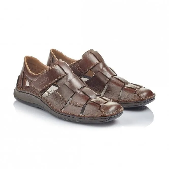 Rieker Mens Brown Leather Fishermans Sandal