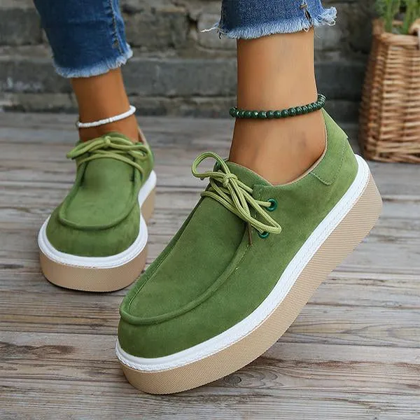 Women's Round Toe Lace-Up Stylish Casual Platform Shoes 56743588S