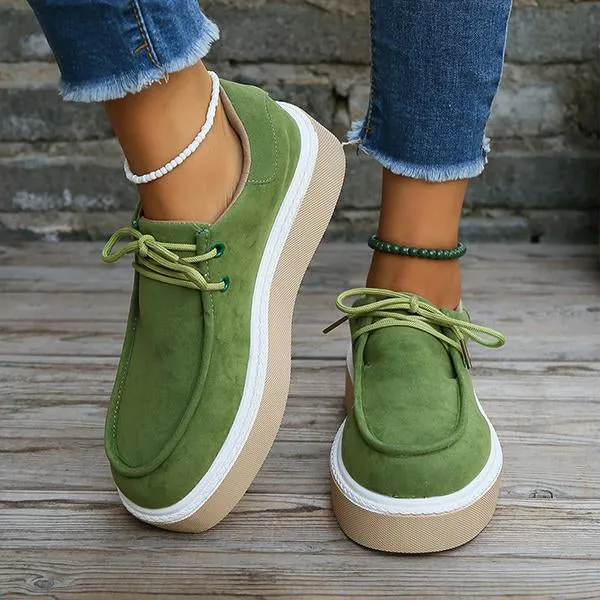 Women's Round Toe Lace-Up Stylish Casual Platform Shoes 56743588S